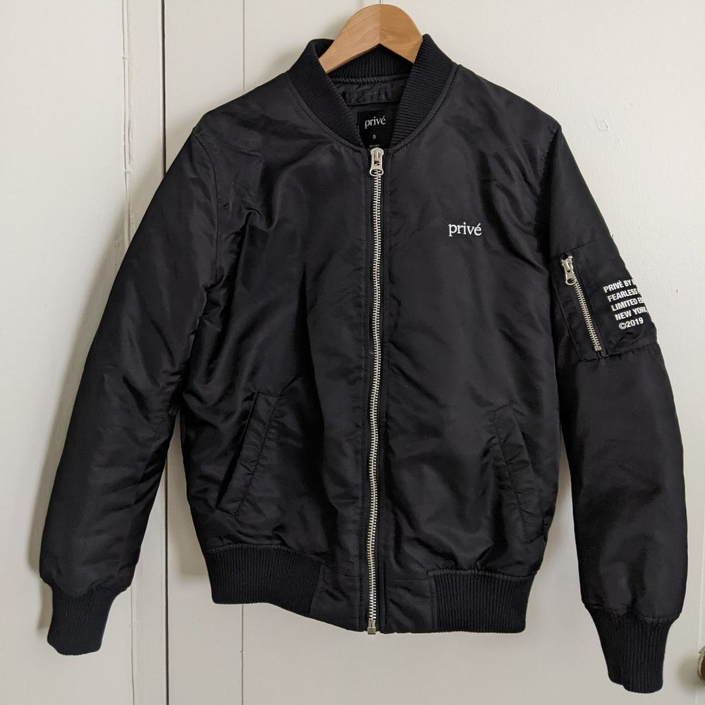 PRIVE ALLIANCE Baekhyun Rare Black Flight Bomber Jacket Size Small